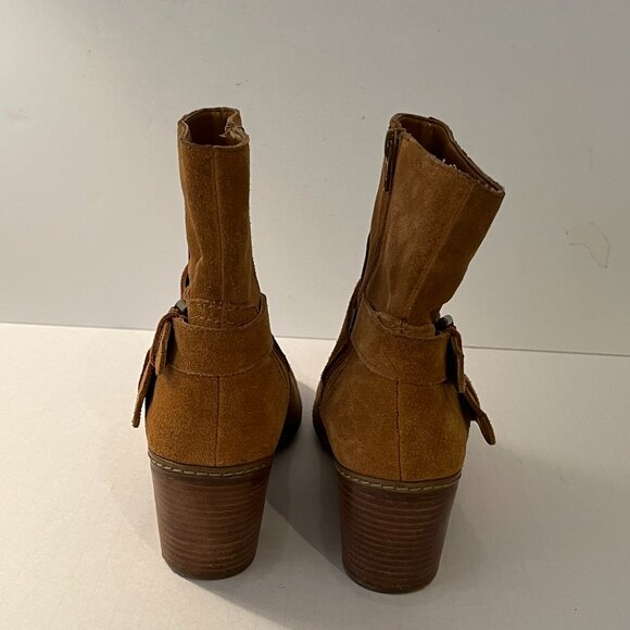 Anne Klein AKBilling Brown Suede Ankle Boots Buckle Detailing Women's Size 7.5M - Picture 6 of 13